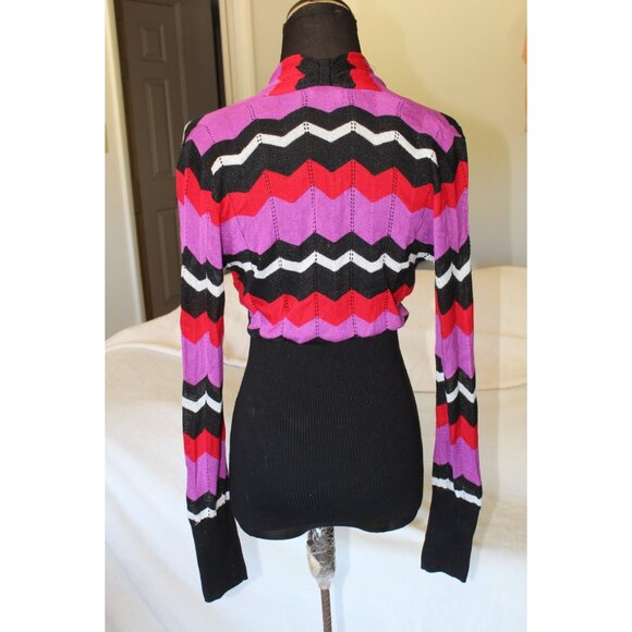 VTG Cache Chevron Blouse Size Medium Long Sleeves Top Zig Zag Y2K 90'S As Is - Picture 2 of 7